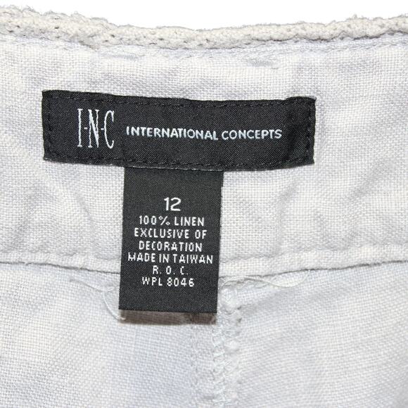 I.N.C 100% Linen Light Grey Casual Pants Size 12 - Picture 5 of 5